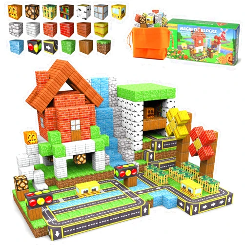 ANDENLEY Magnetic Blocks - 100PCS Magnet Tiles Stacking Construction Building Blocks Cubes, STEM Building Game Birthday Gifts for Boys and Girls Age 3+ Years Old