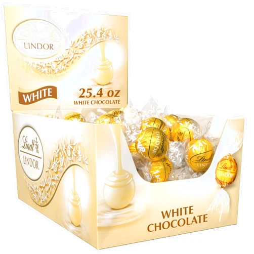 Lindt LINDOR White Chocolate Candy Truffles, Halloween Party Candy with Smooth, Melting Truffle Center, 25.4 oz., 60 Count