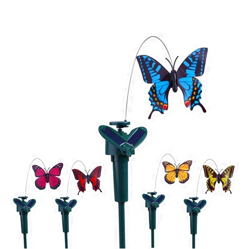 Vanki Solar Yard Stake Fluttering Insects Solar or Battery Powered 5 PCS Butterfly