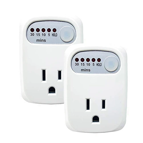 SIMPLE TOUCH Auto Shut-Off Safety Outlet, 30 min 15 min 10 min 5 min Countdown Timer with Hold Option (2 Pack)
