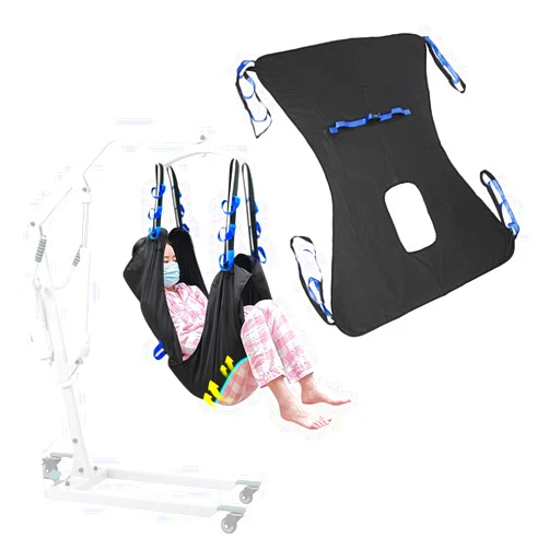 NEPPT Patient Lift Sling for Hoyer Home Use Elderly Bedridden Patient Lift Assist Aid Medical Toileting Sling Devices Full Body Elevation Lifter for Adults Sit to Stand Positioning Transfer Belt (Black)