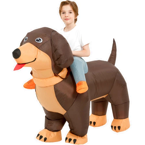 One Casa Inflatable Dog Costumes for Kids,Blow Up Dachshund Suit,Ride On Halloween Costumes for Boys Girls
