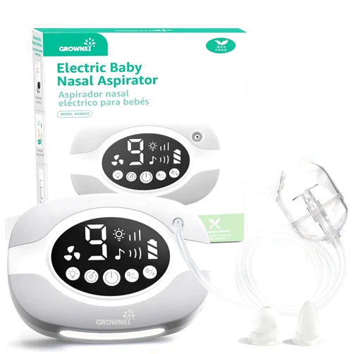 GROWNSY Electric Nose Suction for Baby, Hospital-Grade Nasal Aspirator with Night Light,Soothing Lullabies, Baby Nose Sucker with 9 Adjustable Suction Levels