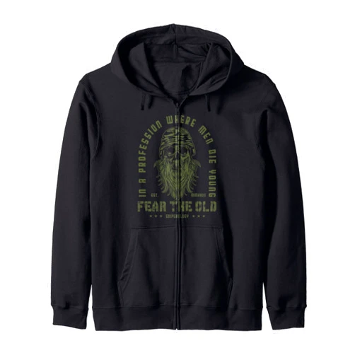 Böser Alter Mann I Totenkopf Veteran Motiv Fear Den Old Man I Army I Skull I Soldier I Men Zip Hoodie