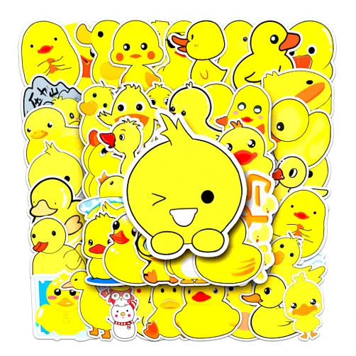 HXMIN Duck Stickers,Cute Yellow Duck for Water Bottles,Duck Helmet Stickers Gifts for Boys/Girls, Gifts for Kids Teen Stickers and Decals(Little Yellow Duck Stickers,50Pcs)