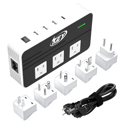 Key Power 230-Watt Step Down 220V to 110V Voltage Converter & International Travel Adapter/Power Converter with USB-C Port 18W - [Use for USA Appliance Overseas in Europe, AU, UK, Ireland, etc.]
