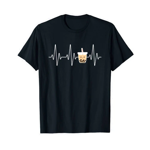 One Stop Boba Shop Cute Heartbeat Bubble Tea Boba Milk Tea Kawaii Gift Idea T-Shirt