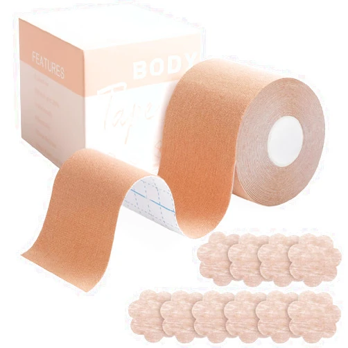 Okela Boob Tape Boobytape,Breast Lift Tape for Large Breast,Body Tape for Bob Lift w 2 Pcs Breast Petal Adhesive Bra