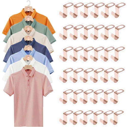 HOLLIHI Metal Clothes Hanger Connector Hooks,24 Pcs Heavy Duty Hanger Extender Clips,Durable Hanger Hooks,Suitable for Sweaters, T-Shirts, Outerwear Heavy Clothing(Rose Gold)