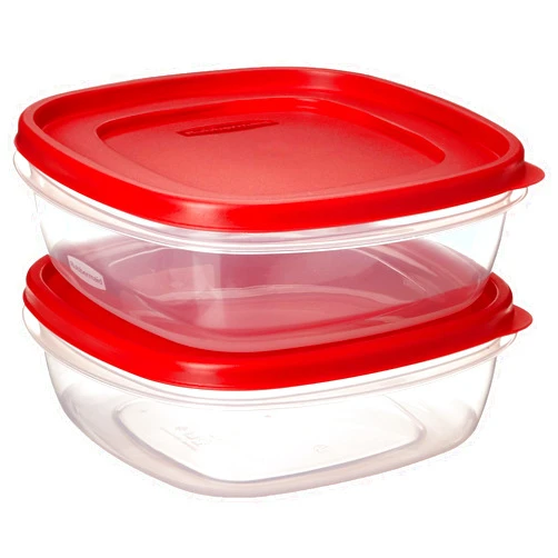 Rubbermaid 608866900580 Easy Find Lid Square 9-Cup Food Storage 2 Containers, 2, Red