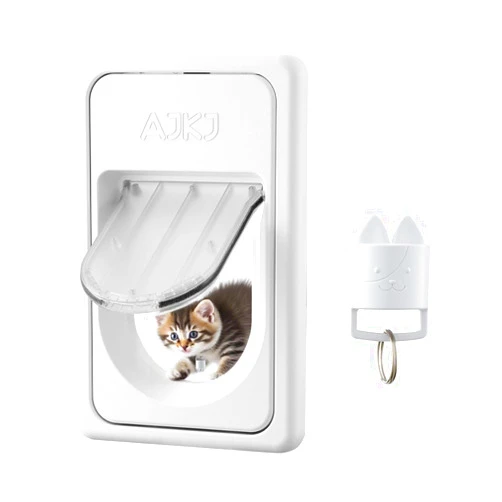 AJKJ Smart Electronic Pet Door, Automatic Cat Dog Door with 3 Modes, Battery Powered Electronic Sensor Pet Door with 1 Sensing Key, Fit for Small/Medium Pets Up to 35lbs - Small Size