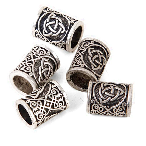 LAGUZ Viking Beard Beads Hair Beads-Viking Hair Beads for Men Diy Beads Celtic Rosary Beads Bearded Dragon Ring Irish Beard Beads Large Viking Beard Beads Metal Beads Celtic Knot Dreadlock Hair Accessories