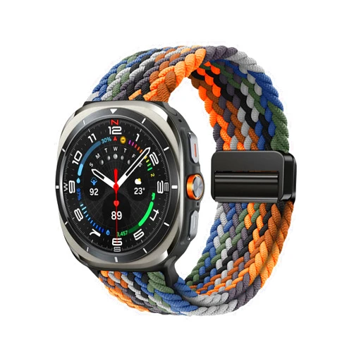 Zeeflufun Braided Elastic Bands for Samsung Galaxy Watch Ultra 47mm(2025/2024) - Magnetic Clasp Nylon Stretchy Band for Galaxy Watch Ultra 47mm Replacement Woven Loop Straps for Men Women No Gap Breathable Durable