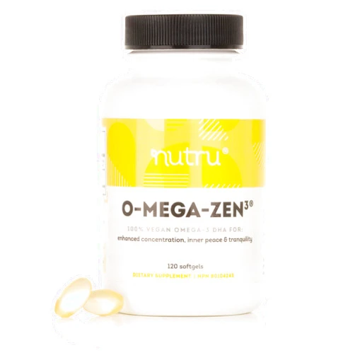 Nutru O-Mega-Zen3 Vegan Omega 3 DHA Supplement - 400 mg DHA Essential Fatty Acids - Carrageenan Free - Premium Algal Based Fish Oil Alternative Supplement - 120 Softgels