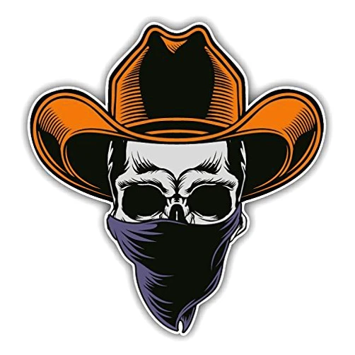 Worldcloudprint Cowboy Skull Mascot Car Bumper Sticker Decal