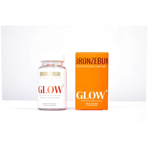 BRONZEBUM GLOW+ Capsules Enhanced with Tomato Lycopene, Lutein, Vitamin A+E for Accelerated Tanning Vegan Powerful Antioxidant Tocotrienol Melanin Collagen Urucum Annatto Herbal Supplement Detox