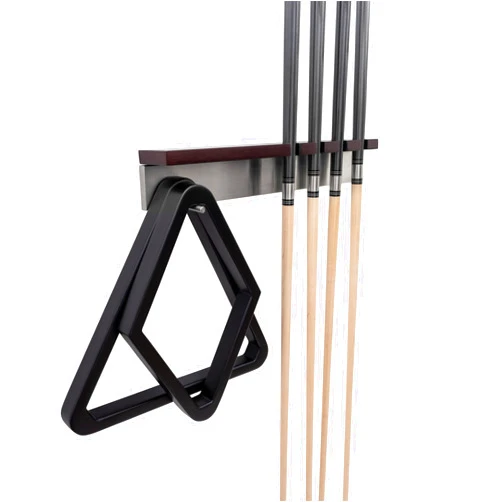 BILLIARDS XPRESS Pool Cue Rack - Pool Stick Holder Wall Mount With 4 Cue Holder & 6 Pack Of Chalk Included - Felt to Prevent Damage - Billiard Table Accessories For Man Cave