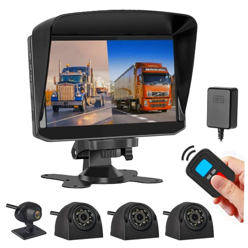 VSYSTO 4CH Truck Dash Cam 360 Surveillance DVR Recorder Backup Camera w/GPS 7.0'' Monitor Waterproof 1080P Front & Side (Left/Right) & Rear View IR Night Vision for Vehicles Semi Truck Trailers