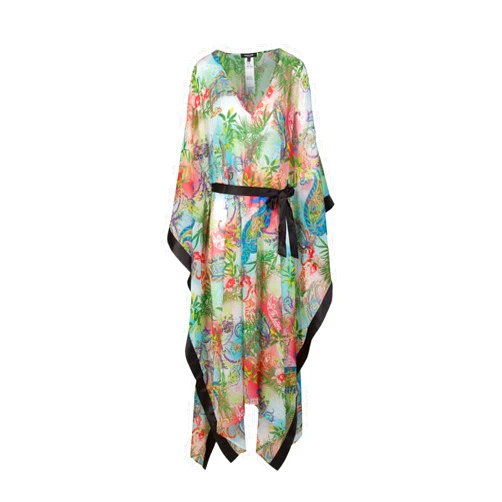 ROBERTO CAVALLI Floral Long Floral Chiffon Belted Kaftan Cover Up- for womens
