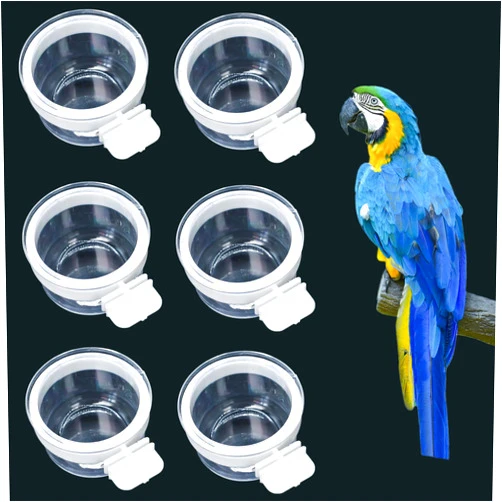 KFZDCG 6 Pcs Small Bird Plastic Food Cup, Parrot Feeders Water Cage Bowls Convenient Hanging Food Feeder Box for Bird Parrot Cockatiel Small Animal