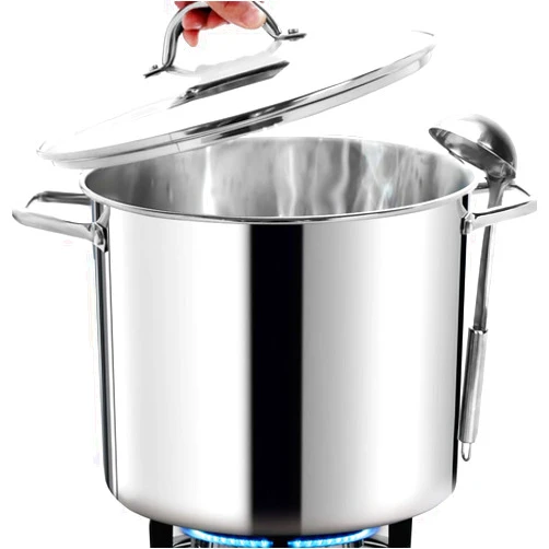 HOMICHEF Commercial Grade LARGE STOCK POT 20 Quart With Lid - Nickel Free Stainless Steel Cookware - Healthy Polished Stockpots - Heavy Duty Induction Soup Pot
