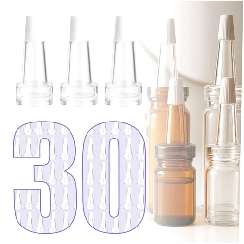 CUTEGO 20mm Glass Bottle Dropper Serum Vial Caps - Essential Oil Bottle Dropper Tips, Leak-Proof Glass Pipette Caps for Cosmetics, DIY Skincare, Perfume(30 PCS)