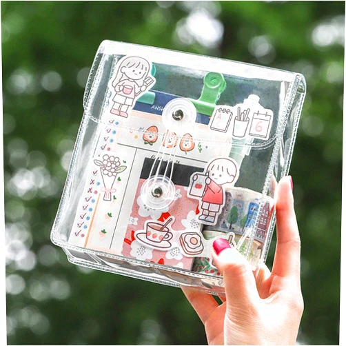 ZMLSED Washi Masking Tapes Multi Organizer Pouch, Minimalist Transparent Large-Capacity Visible Portable Storage Bag for Stationery Stickers Travel Small Object Planner Pens Journal Supplies