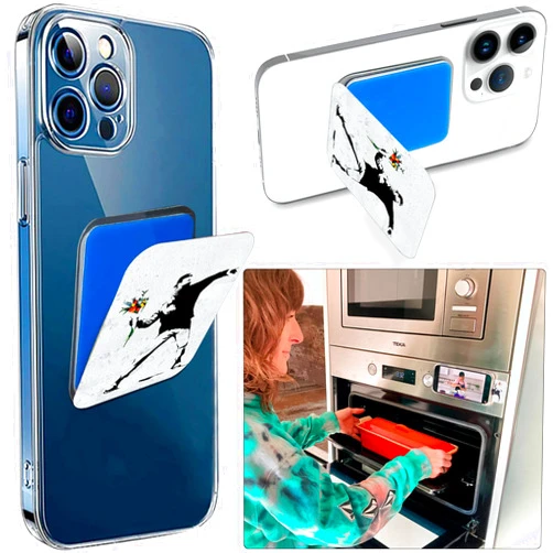 SP StickyPhones SP Adhesive Mobile Stand and Suction Cup Tripod Washable Silicone for Glass Wood Tile Perfect for Cars Walls Desks - Ideal for Content Creator Tiktok Videos and Selfie (Art-Bouquet)