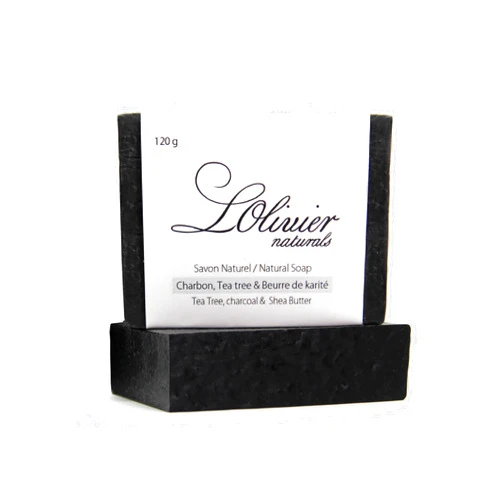 L'OLIVIER NATURALS (2 Pack) Activated Charcoal Bar Soap with Tea Tree and Shea butter- All Natural Bar Soap - Handmade Soap - Made in Canada