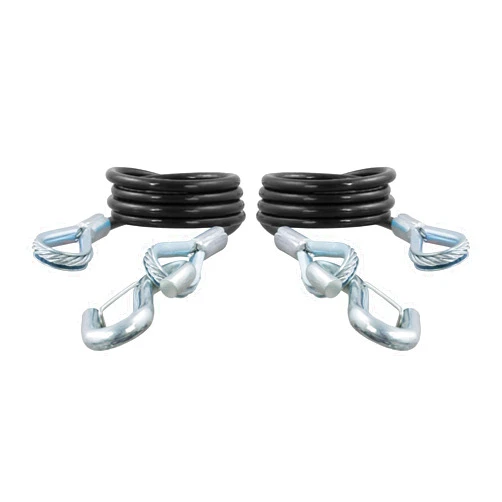 CURT 80136 43-7/8-Inch Vinyl-Coated Trailer Safety Cables, 3/8-In Snap Hooks, 3,500 lbs Break Strength, 2-Pack