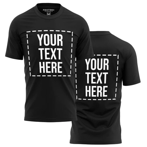 Printbox Originals Custom Shirt for Men, Design Your Own Shirts, Personalized T-Shirts Womens Kids Front & Back Black