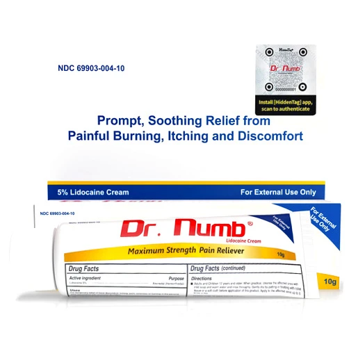 Dr. Numb 5% Lidocaine Numbing Cream 10g 1 Pack - Maximum Strength Tattoo Numbing Cream - Nonprescription Topical Anesthetic Pain Relief Cream for Tattooing, Piercing, Microneedling, Hemorrhoid