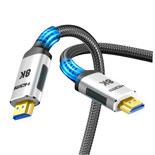 Snowkids 8K HDMI Cable 2.1 6.6FT/2M 48Gbps, 48Gbps High Speed 3D 8K60 4K120 144Hz Braided HDMI Cord eARC Vision HDR10 HDCP 2.2&2.3 Compatible with Roku TV/PS5/HDTV/Blu-ray