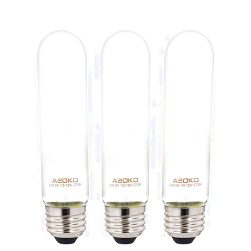 ASOKO T10 LED Frosted Bulbs Warm White 2700K LED Tubular Edison Light Bulbs 6W Dimmable Tube Vintage Led Bulbs 60 Watt Equivalent,E26 Medium Base 3 Packs