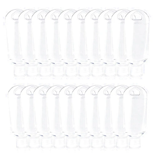 GERLOFU 20pcs Travel Plastic Clear Keychain Bottles - 30ml Portable Small Empty Bottle Leakproof Refillable Squeeze Containers Flip Cap for Cosmetic Bath Shower Shampoo Hand Sanitizer (20pcs-purple)