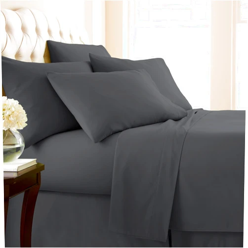 Southshore Fine Living, Inc. 6-Piece Hotel Luxury 21-Inch Extra Deep Pocket Bed Sheets Set, Premium Quality, Shrinkage Free Set with 1 Flat Sheet, 1 Fitted Sheet, 4 Pillowcases, King, Slate