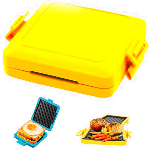 Yuloron Microwave Toastie Maker, Micro Munchy, Microwave Sandwich Maker, Microwave Toastie Sandwich Maker, Toastie Maker with Adjustable Silicone Straps, Crisper Toaster Cookware (Yellow)
