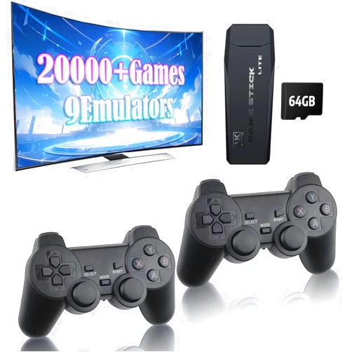 BAYAJIAZ Retro Game Console - Retro Game Stick,Plug and Play Video Game Console Built in 20200+Games,4K HDMI Output,15 Classic Emulators,Dual 2.4G Wireless Controllers (64G)