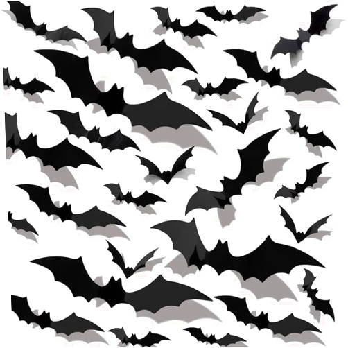 XWSG 60PCS Halloween 3D Bats Decoration Halloween Large Bats Wall Decor 4 Different Sizes Realistic PVC Scary Black Bat Sticker for Home Decor DIY Wall Decal Bathroom Indoor Halloween Party Supplies