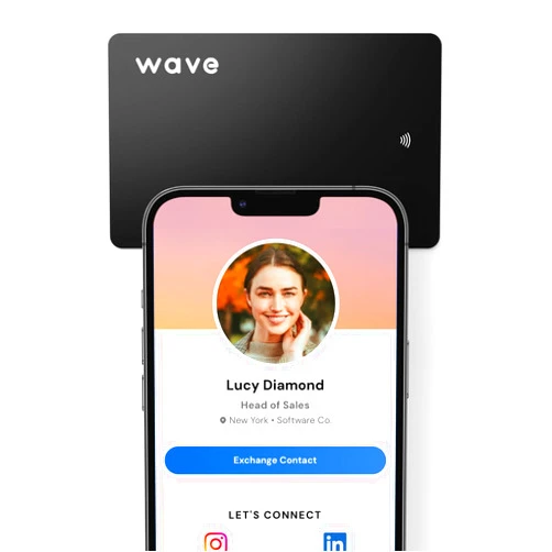 Wave Digital Business Card by Wave - Includes NFC Card, Smart Card Tap Feature, QR Code & Electronic Contact Sharing - Professional Networking Business Accessories (iPhone and Android)
