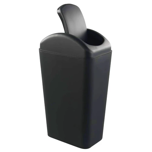 Hespama Slim Trash Can, 14L Black Swing Lid Garbage Bin for Narrow Space