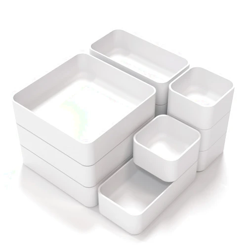 CHANCETSUI 11-Piece Stackable Drawer Organizer Set, Multi-size Desk Drawer Organizer Trays Vanity Storage Bins for Storing Makeup, Stationery, Utensils in Bathroom Dresser, Office and Kitchen
