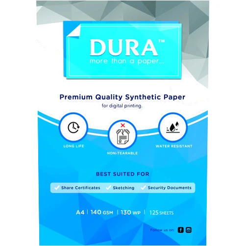 Nara DURA Tear-proof Paper | White | A4 size | 140 GSM | 125 Sheets | For Digital Printing Purposes With Advanced Features & Longetivity