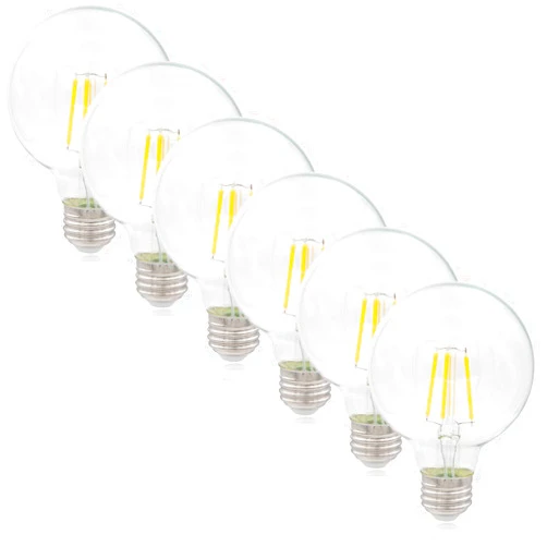 Maxxima G25 LED Light Bulb Globe Filament Bulb - 40 Watt Equal, 500 Lumens 2700K Warm White, E26 Standard Edison Vanity Bulb, Great for Kitchen, Living Room, and Bathroom, Non-Dimmable, 120V - 6 Pack