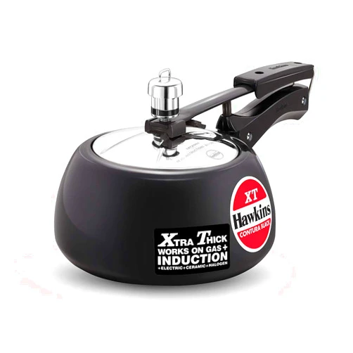 Hawkins Contura CXT20 Extra Thick Hard Anodised Pressure Cooker for Gas,Induction and Electric Stoves, 2 litres, Black