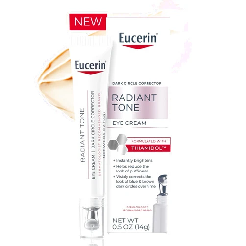 Eucerin Radiant Tone Eye Cream Dark Circle Corrector, Eye Brightening Cream with Thiamidol and Hyaluronic Acid, Helps Reduce the Look of Eye Puffiness, 0.5 Oz Tube