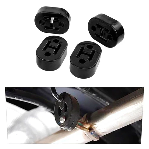 gunhunt 4 PCS 2 Holes Exhaust Rubber Hanger, High-density Muffler Exhaust Hanger, Adjustable Exhaust Pipe Support Bracket, Universal Bushing Muffler Insulator Shock Absorbent Mount Bracket (Black)
