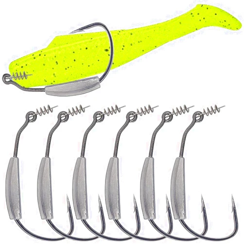 XFISHMAN Weighted-Swimbait-Hooks-Jig-Heads-Soft Plastic Worm Fishing Hooks 3/0 4/0 5/0 6 Pack