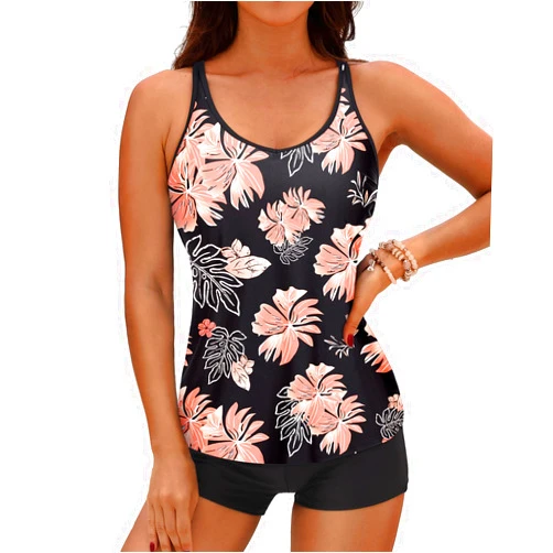 Yonique 2 Piece Tankini Swimsuits for Women with Boy Shorts Athletic Swim Tank Top Bathing Suits