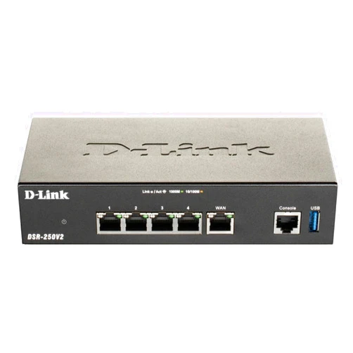 D-Link Gigabit VPN Router —Perfect for Remote and Hybrid Work —4 Port Gigabit Dual WAN Failover —Enterprise-Grade Encryption —Follows TAA/NDAA—Limited Lifetime Protection (DSR-250V2)